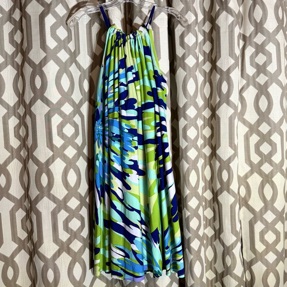 Dressbarn Green and Blue Patterned Dress 0122